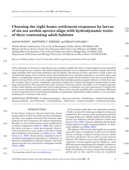 Settlement Responses by Larvae of Six Sea Urchin Species Align With