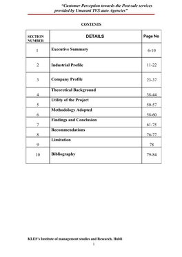 “Customer Perception Towards the Post-Sale Services Provided by Umarani TVS Auto Agencies”