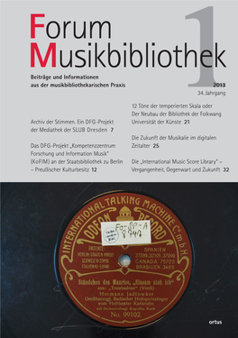 Beiträge Und Informationen Aus Der Musikbibliothekarischen Praxis 2013 34