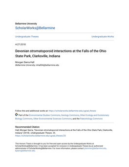 Devonian Stromatoporoid Interactions at the Falls of the Ohio State Park, Clarksville, Indiana