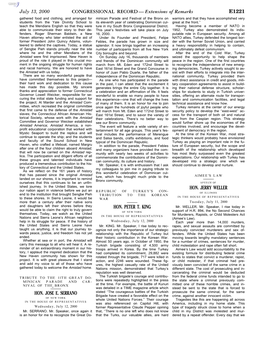 CONGRESSIONAL RECORD— Extensions of Remarks E1221 HON. JOSÉE. SERRANO HON. PETER T. KING HON. JERRY WELLER