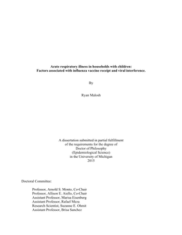 Factors Associated with Influenza Vaccine Receipt and Viral Interference