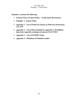 ITC(HS) Schedule-2 (Export Policy)