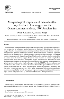 Morphological Responses of Macrobenthic Polychaetes to Low Oxygen on the Oman Continental Slope, NW Arabian Sea Peter A