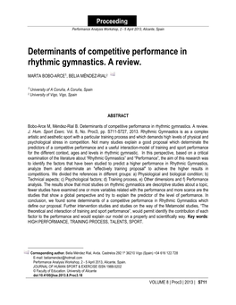 Determinants of Competitive Performance in Rhythmic Gymnastics