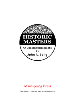 Mainspring Press JOHN R