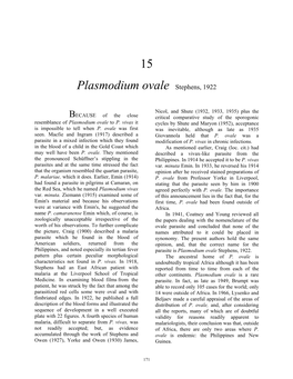 Plasmodium Ovale Stephens, 1922