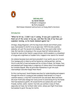DREAMLAND by Sarah Dessen a Reader's Companion by Patty Campbell Well-Known Columnist and Lecturer on Young Adult Literature