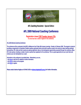 AFL 2009 National Coaching Conference