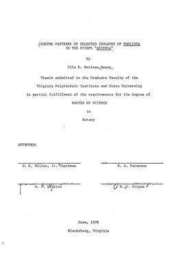 ~SOZYME PATTERNS of SELECTED ISOLATES of PHOLIOTA ' in the STIRPS 