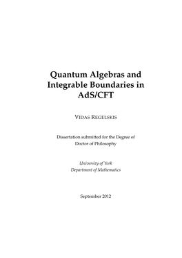 Quantum Algebras and Integrable Boundaries in Ads/CFT