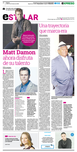 Matt Damon Cional Con Temas Como “Esta Tarde Vi Llover” Y “Adoro”