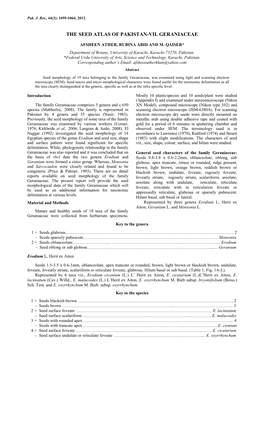 The Seed Atlas of Pakistan-Vii. Geraniaceae