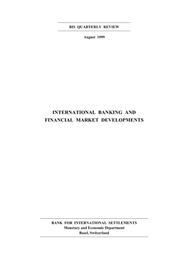 International Banking and Financial Market Developments