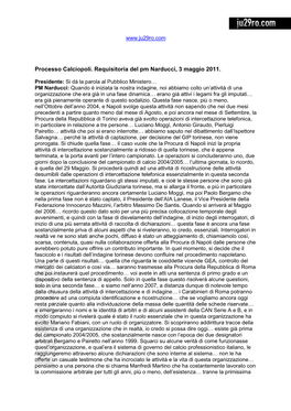 Processo Calciopoli. Requisitoria Del Pm Narducci, 3 Maggio 2011