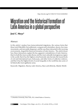 Migration and the Historical Formation of Latin America in a Global Perspective