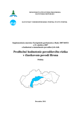 Predbežné Hodnotenie Povodňového Rizika V Čiastkovom Povodí Hrona