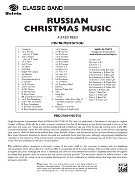 Russian Christmas Music Alfred Reed Instrumentation