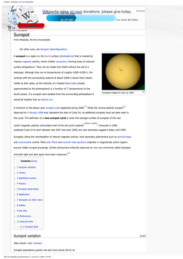 Sunspot - Wikipedia, the Free Encyclopedia