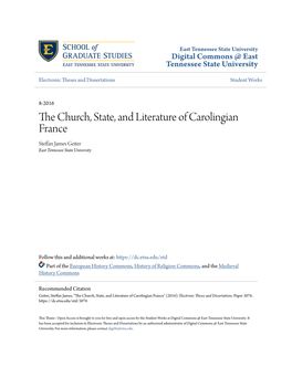 The Church, State, and Literature of Carolingian France