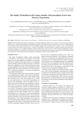 The Family Nicoletiidae in the Canary Islands, with Description of New Taxa (Insecta: Zygentoma)