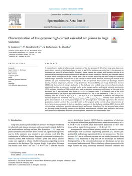 Characterization of Low-Pressure High-Current Cascaded Arc Plasma in Large Volumes T ⁎ S