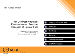 Hot Cell Post-Irradiation Examination and Poolside Inspection of Nuclear