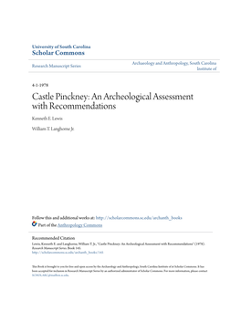 Castle Pinckney: an Archeological Assessment with Recommendations Kenneth E