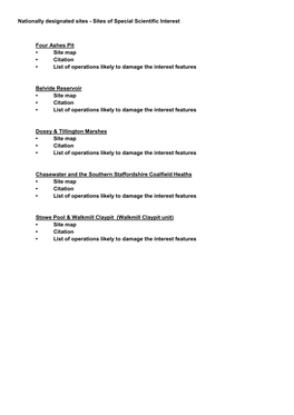 Nationally Designated Sites - Sites of Special Scientific Interest