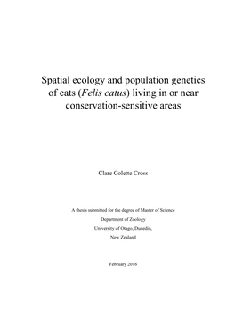 Spatial Ecology and Population Genetics of Cats (Felis Catus) Living in Or Near Conservation-Sensitive Areas