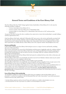 General Terms and Conditions of the Euro Disney Club