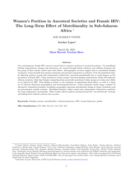 The Long-Term Effect of Matrilineality in Sub-Saharan Africa