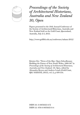 Proceedings of the Society of Architectural Historians, Australia and New Zealand 30, Open