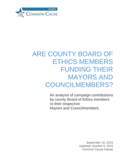 Are County Board of Ethics Members Funding Their Mayors and Councilmembers?