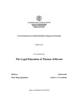 The Legal Education of Thomas Jefferson