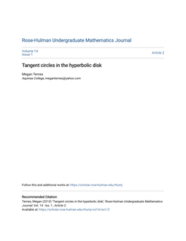 Tangent Circles in the Hyperbolic Disk