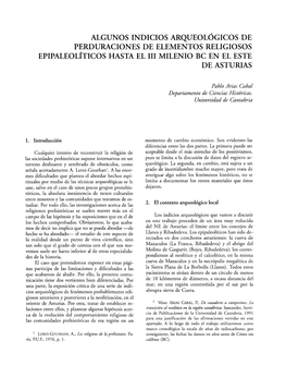 Algunos Indicios Arqueológicos De Perduraciones De Elementos Religiosos Epipaleolíticos Hasta El Iii Milenio Bc En El Este De Asturias