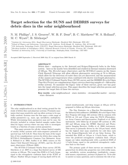 Target Selection for the SUNS and DEBRIS Surveys for Debris Discs In
