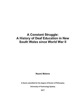 A History of Deaf Education in New South Wales Since World War II