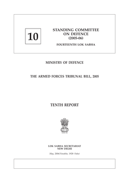 Ministry of Defence the Armed Forces Tribunal Bill, 2005