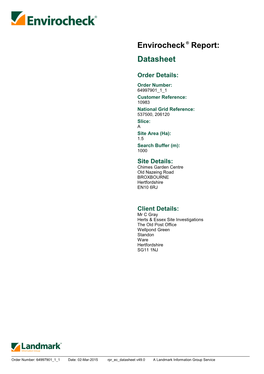 Envirocheck ® Report: Datasheet