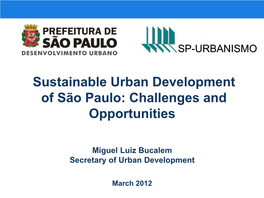 Sustainable Urban Development of São Paulo: Challenges and Opportunities