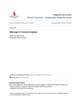 Marriage in Victorian England