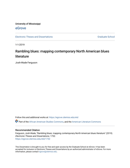 Rambling Blues: Mapping Contemporary North American Blues Literature