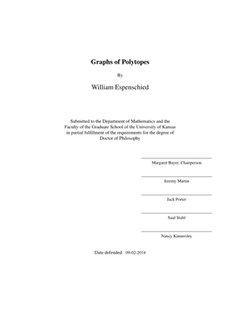 Graphs of Polytopes William Espenschied