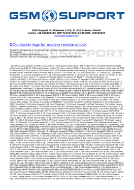 DC-Unlocker Logs for Modem Remote Unlock