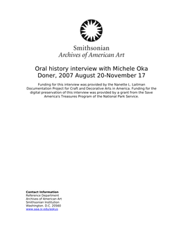 Oral History Interview with Michele Oka Doner, 2007 August 20-November 17