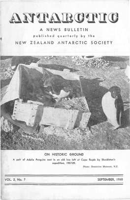 A News Bulletin New Zealand Antarctic Society