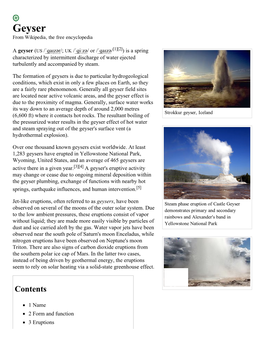 Geyser ­ Wikipedia, the Free Encyclopedia