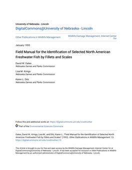 Field Manual for the Identification of Selected North American Freshwater Fish by Fillets and Scales
